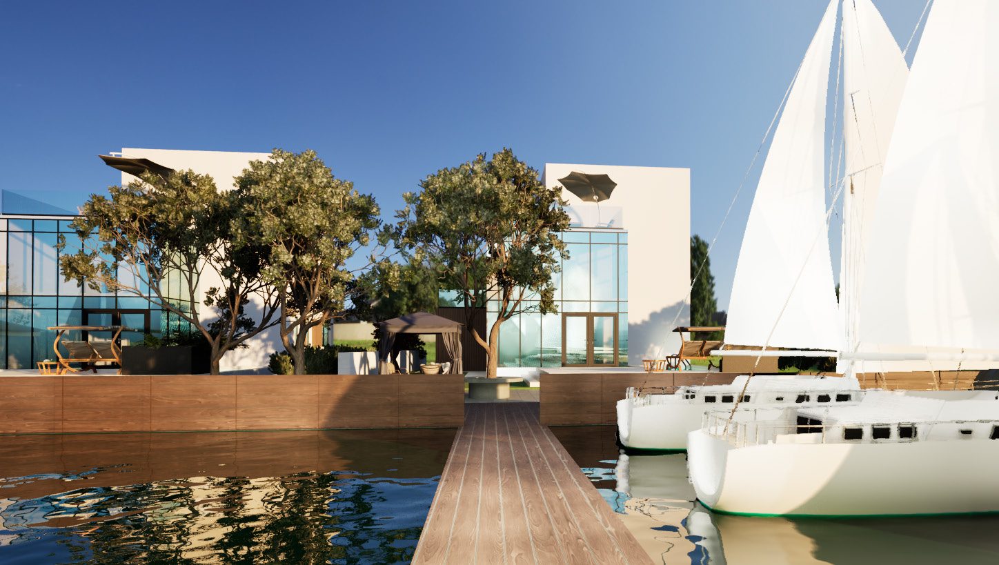 SunLake Snagov marina villas with sailboats